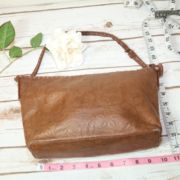 CÉLINE embossed floral leather shoulder handbag - Picture 5 of 8